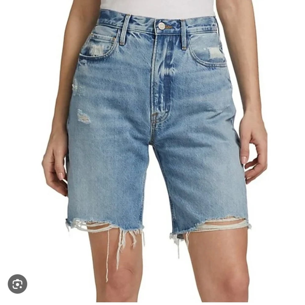 FRAME Womens Distressed High Rise Bermuda Shorts - Size 23